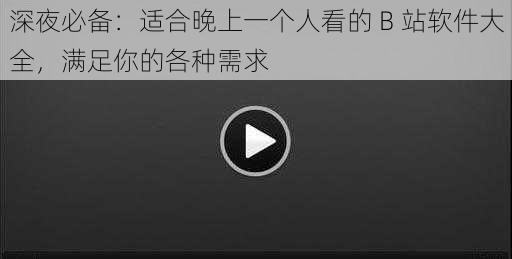 深夜必备：适合晚上一个人看的 B 站软件大全，满足你的各种需求