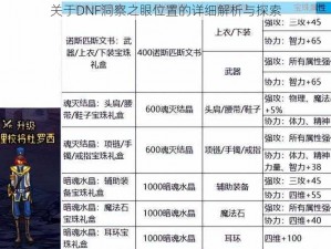 关于DNF洞察之眼位置的详细解析与探索