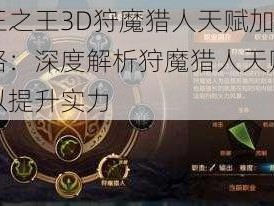 万王之王3D狩魔猎人天赋加点攻略：深度解析狩魔猎人天赋加点以提升实力