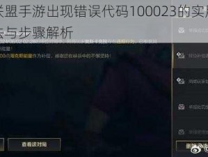 解决英雄联盟手游出现错误代码100023的实用指南：专业解决办法与步骤解析