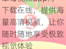 草莓视频app污下载在线，提供海量高清视频，让你随时随地享受极致视觉体验