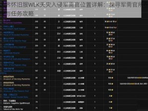魔兽世界怀旧服WLK天灾入侵军需官位置详解：探寻军需官所在地及其职责与任务攻略