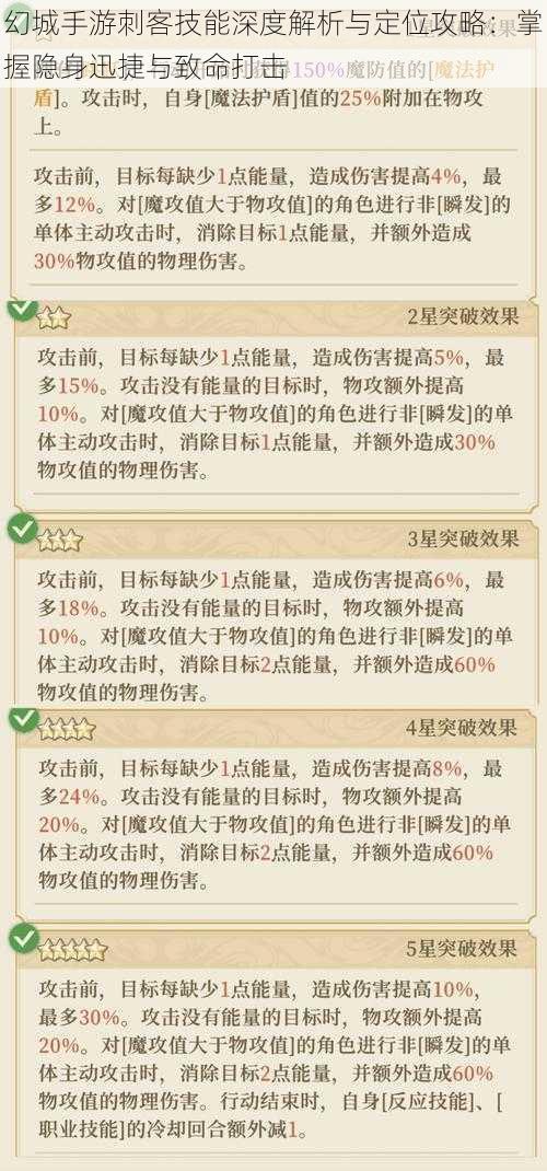 幻城手游刺客技能深度解析与定位攻略：掌握隐身迅捷与致命打击