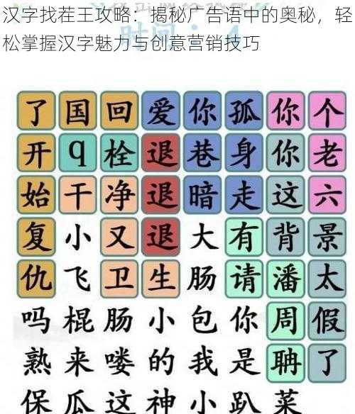 汉字找茬王攻略：揭秘广告语中的奥秘，轻松掌握汉字魅力与创意营销技巧