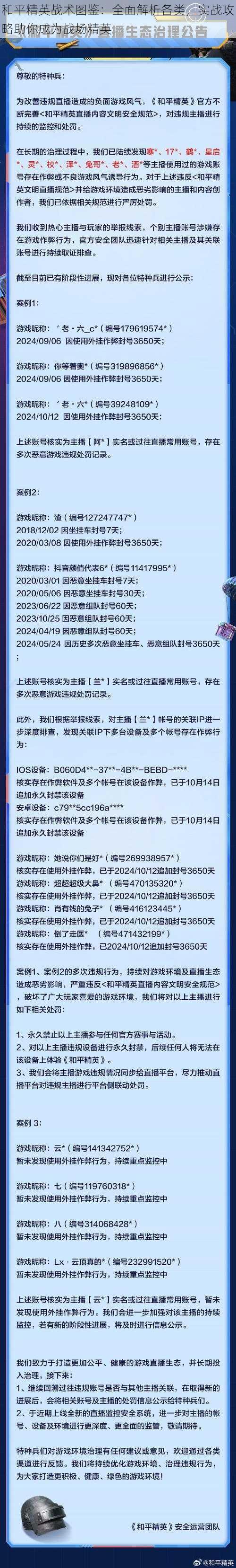 和平精英战术图鉴：全面解析各类，实战攻略助你成为战场精英