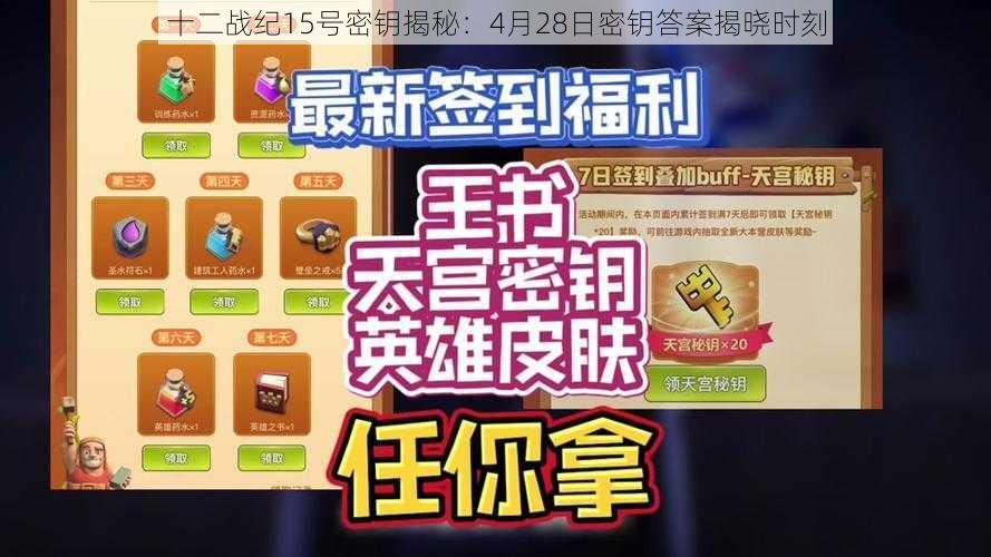 十二战纪15号密钥揭秘：4月28日密钥答案揭晓时刻