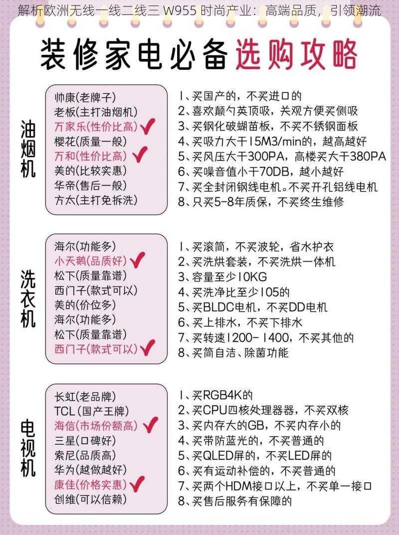 解析欧洲无线一线二线三 W955 时尚产业：高端品质，引领潮流