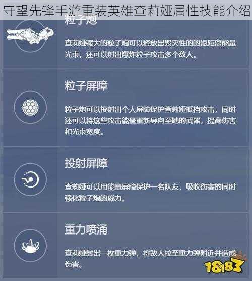守望先锋手游重装英雄查莉娅属性技能介绍