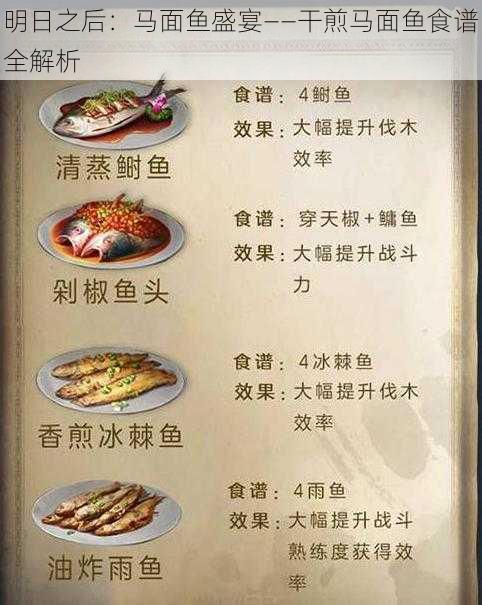 明日之后：马面鱼盛宴——干煎马面鱼食谱全解析