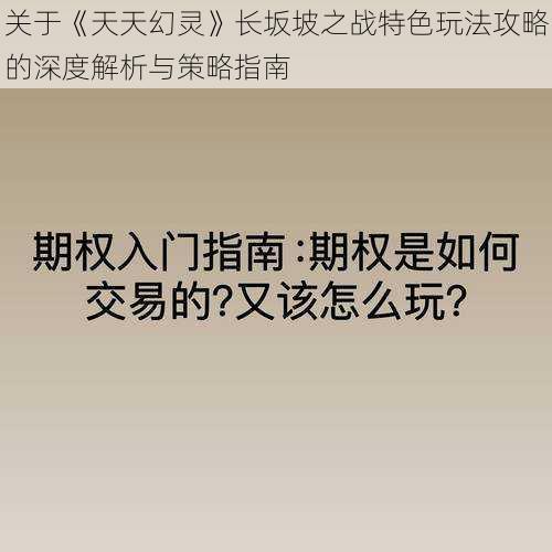 关于《天天幻灵》长坂坡之战特色玩法攻略的深度解析与策略指南