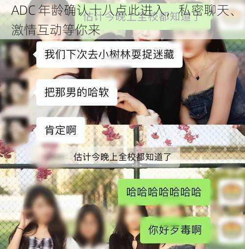 ADC 年龄确认十八点此进入，私密聊天、激情互动等你来