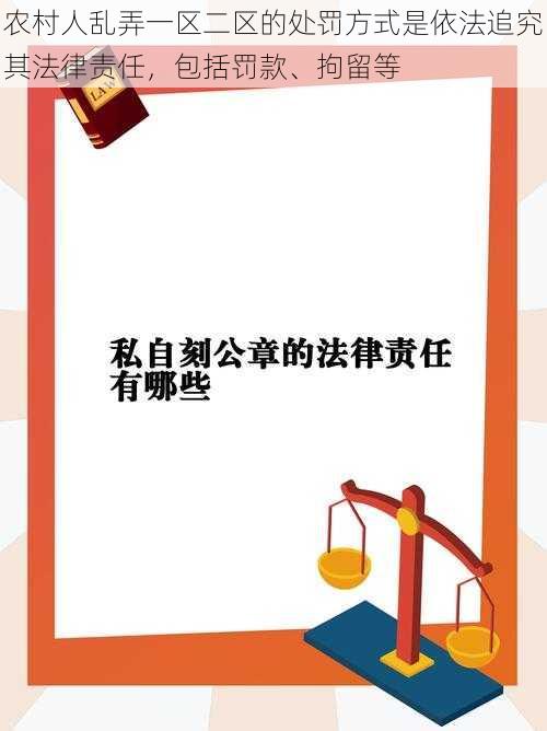 农村人乱弄一区二区的处罚方式是依法追究其法律责任，包括罚款、拘留等