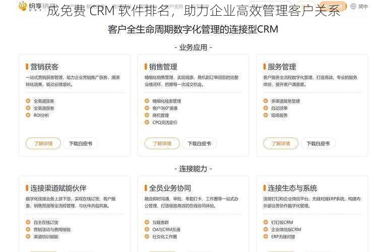 成免费 CRM 软件排名，助力企业高效管理客户关系