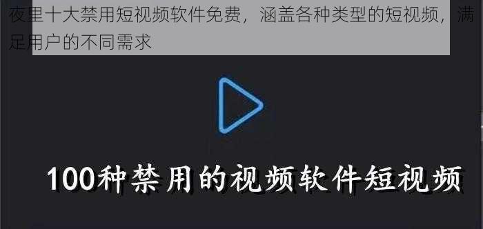 夜里十大禁用短视频软件免费，涵盖各种类型的短视频，满足用户的不同需求