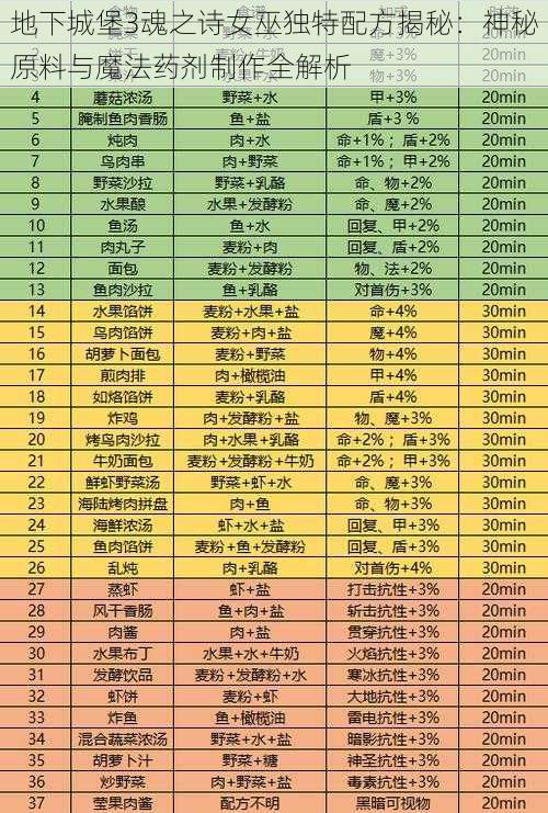 地下城堡3魂之诗女巫独特配方揭秘：神秘原料与魔法药剂制作全解析