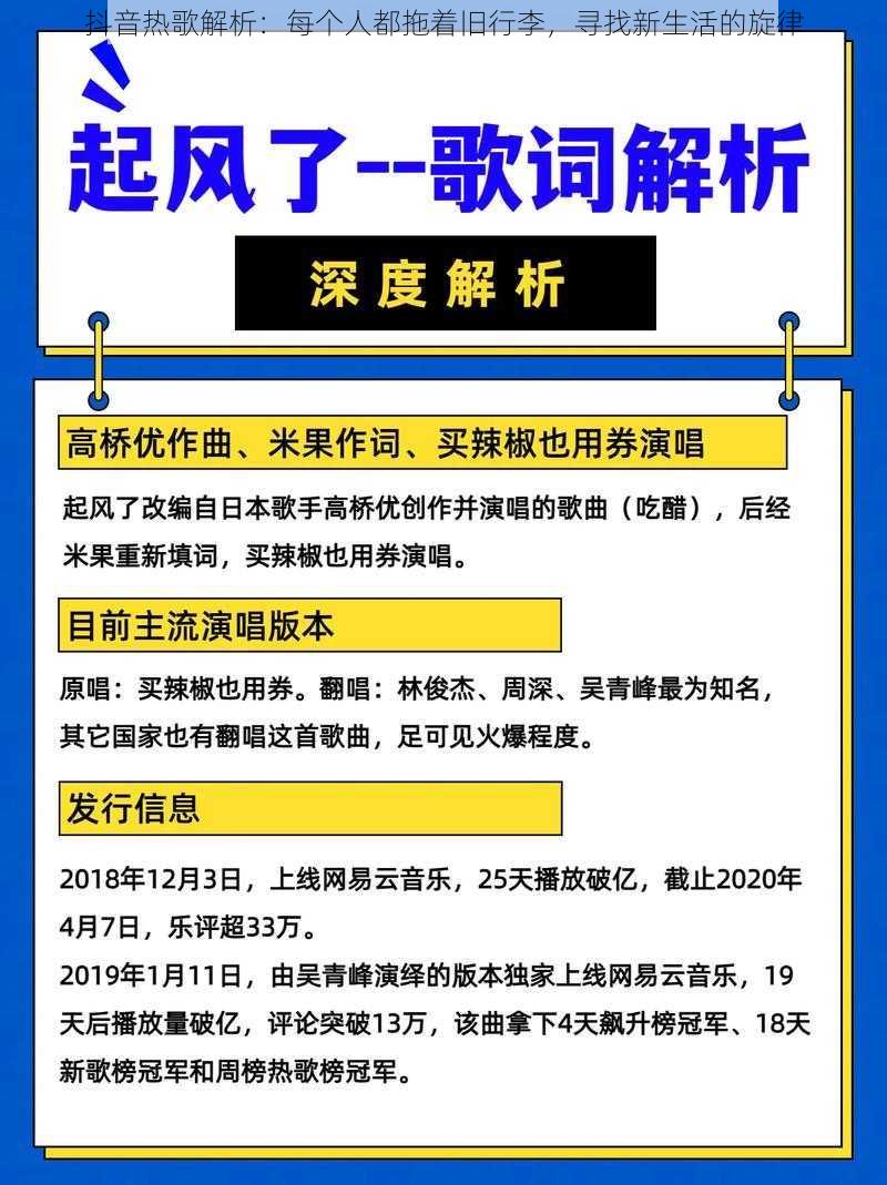 抖音热歌解析：每个人都拖着旧行李，寻找新生活的旋律