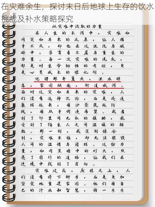 在灾难余生，探讨末日后地球上生存的饮水挑战及补水策略探究