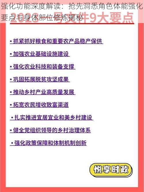 强化功能深度解读：抢先洞悉角色体能强化要点与身体部位修炼揭秘