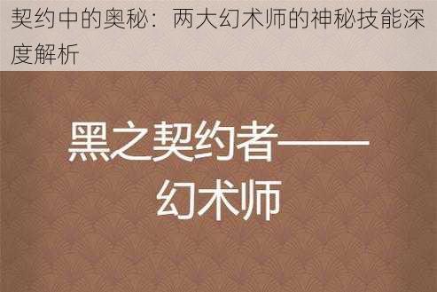 契约中的奥秘：两大幻术师的神秘技能深度解析