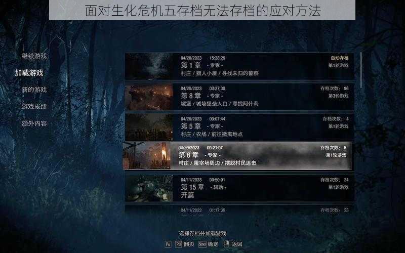 面对生化危机五存档无法存档的应对方法
