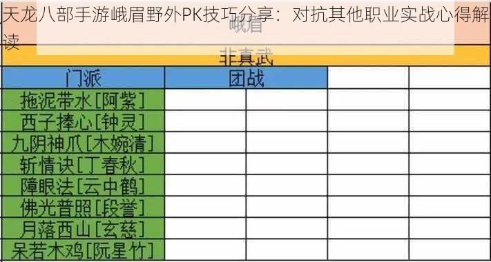 天龙八部手游峨眉野外PK技巧分享：对抗其他职业实战心得解读