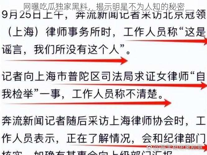 网曝吃瓜独家黑料，揭示明星不为人知的秘密