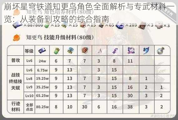 崩坏星穹铁道知更鸟角色全面解析与专武材料一览：从装备到攻略的综合指南