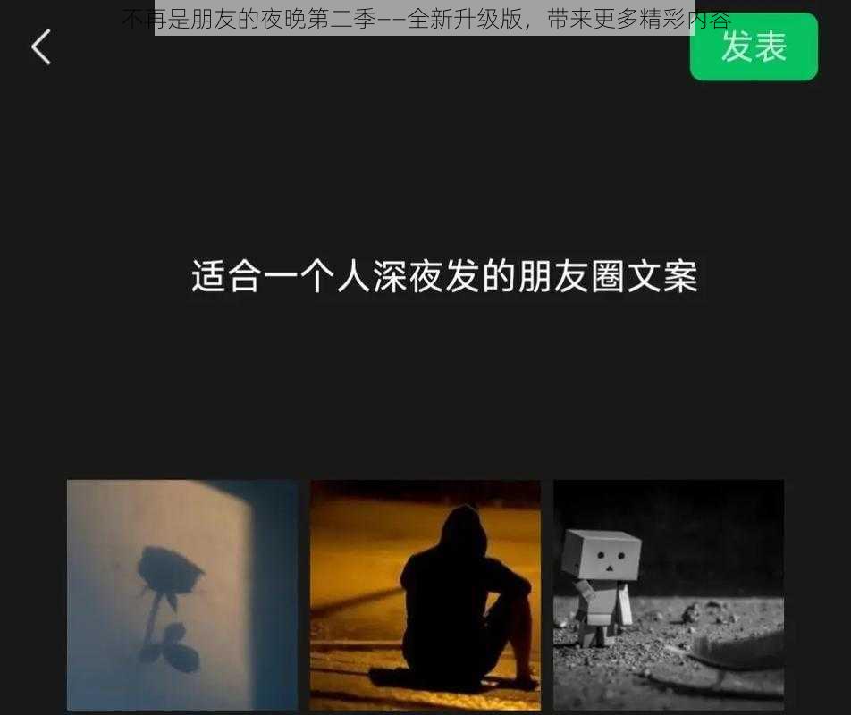 不再是朋友的夜晚第二季——全新升级版，带来更多精彩内容