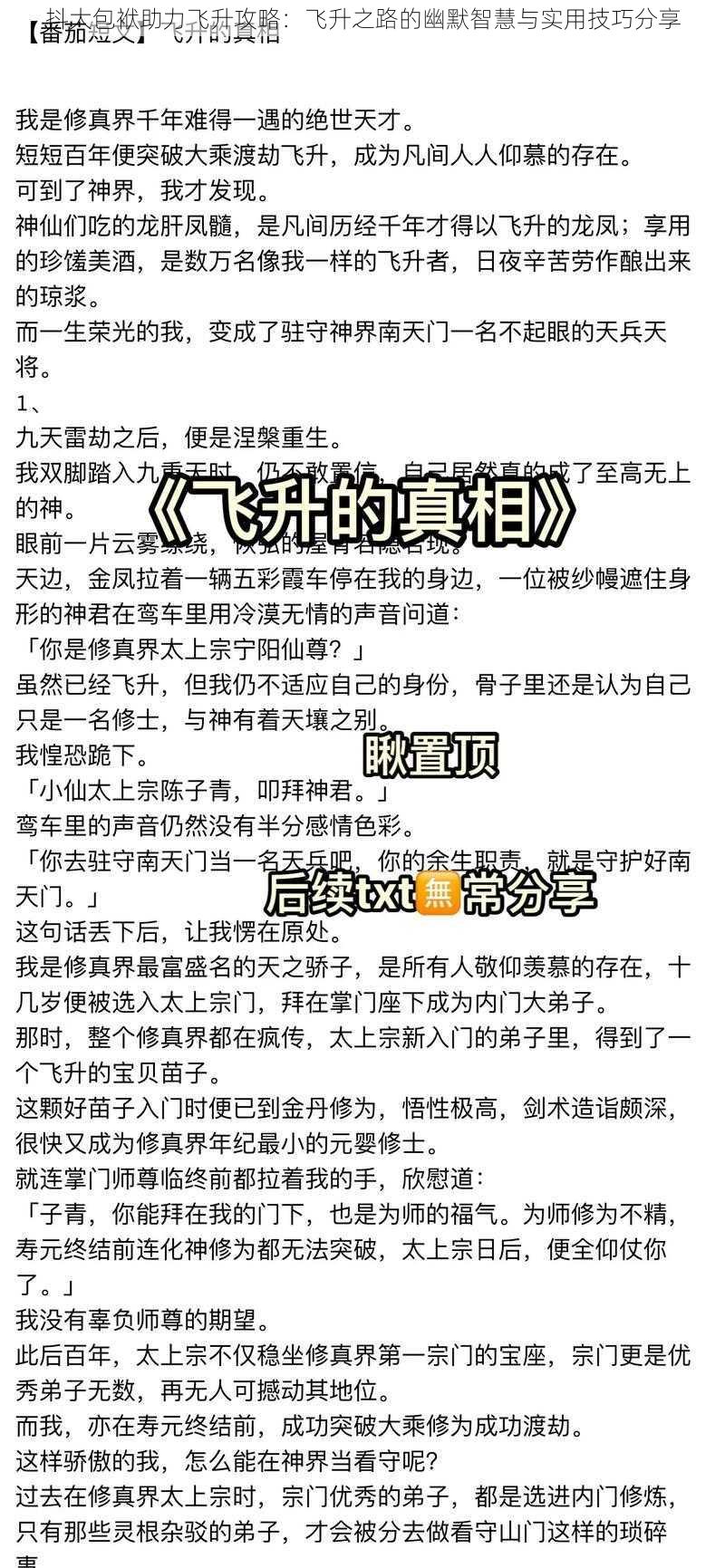 抖大包袱助力飞升攻略：飞升之路的幽默智慧与实用技巧分享