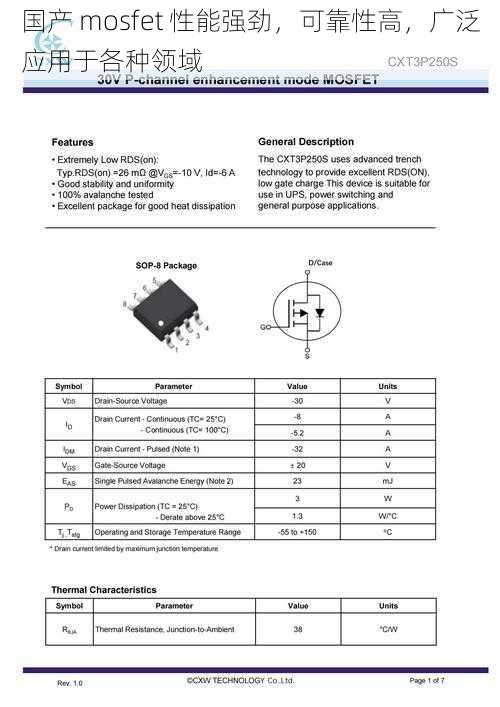 国产 mosfet 性能强劲，可靠性高，广泛应用于各种领域