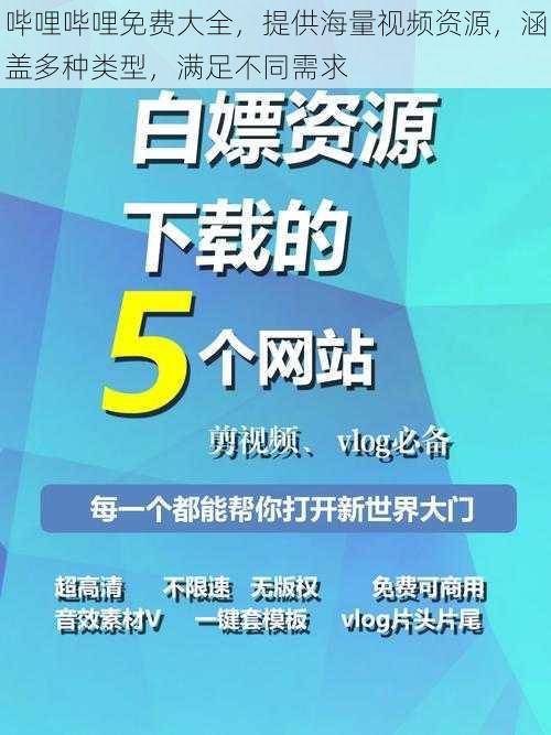 哔哩哔哩免费大全，提供海量视频资源，涵盖多种类型，满足不同需求