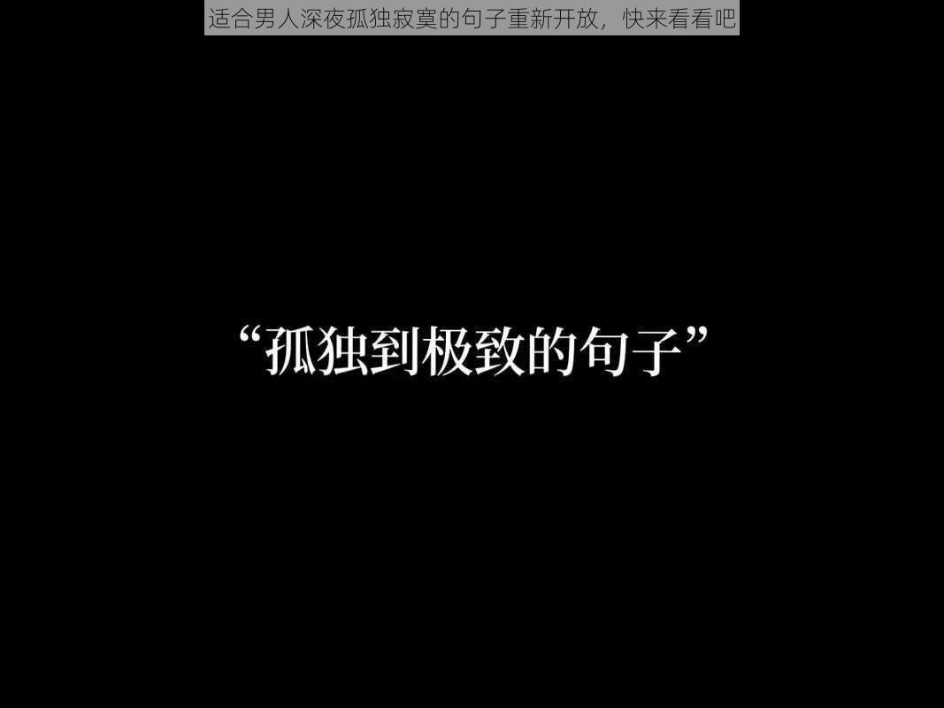 适合男人深夜孤独寂寞的句子重新开放，快来看看吧