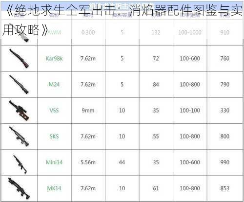 《绝地求生全军出击：消焰器配件图鉴与实用攻略》