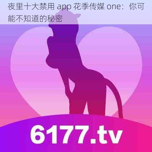 夜里十大禁用 app 花季传媒 one：你可能不知道的秘密